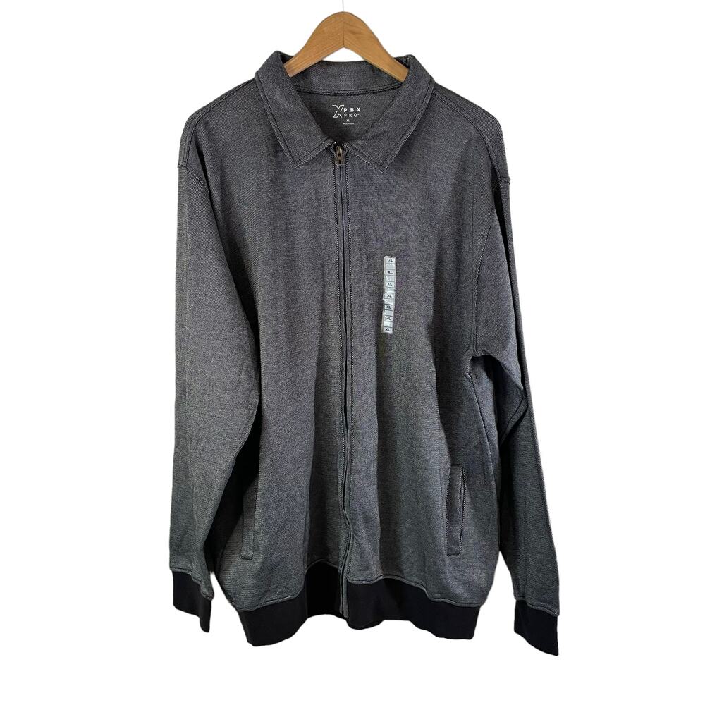 PBX Pro New Mens Full Zip Sweater Collared Jacket Black Men's Sz XL Casual Comfy